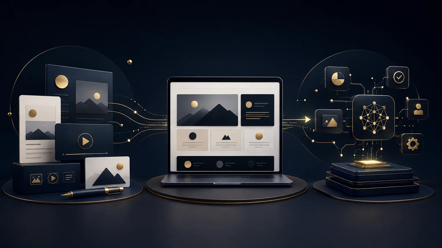 Visuelles System von Content, Website und AI Automation